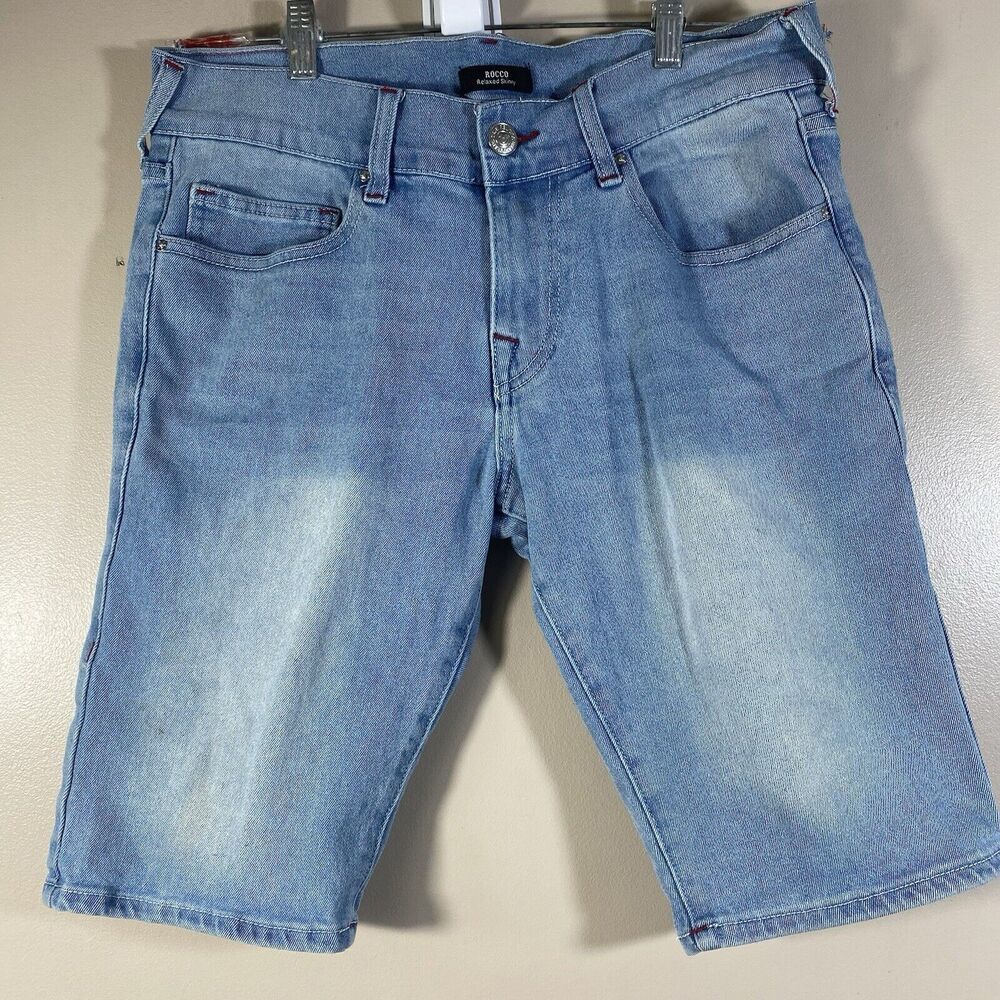 True Religion Men's 30 Rocco Relaxed Skinny Jeans Shorts Jorts Logo
